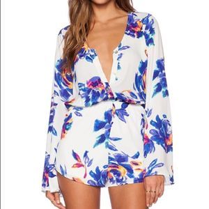 Show Me Your MUMU Red Rocks Romper Floral Bell Sleeve Boho Festival Medium